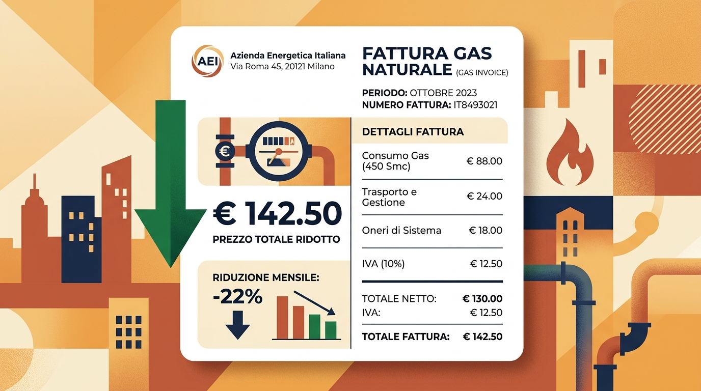 Bolletta gas in calo -11,7% ARERA giugno 2026 per PMI italiane